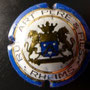 Marque : RUINART N° Lambert : 24 Couleur : Contour bleu vif   Description : Blason contenant un chevron deux étoiles et un coeur surmonté par une couronne et tenu par deux lions.  Emplacement : 