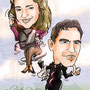 Caricaturas personalizadas online de fotografías: caricatura de pareja 40€ a todo color