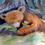 Sleeples in cave Uneton luolassa / Schlaflos in der Höhle - watercolour 2013 - SOLD