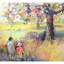 Apple trees are blossoming / Omenapuut kukkivat / Die Apfelbäume blühen - watercolour batik, SOLD - exhibited in Finland 