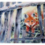 What's up, little Fox? / Mitä kuuluu, pikku kettu? / Wie geht es dir, kleiner Fuchs? - watercolour on paper - SOLD 