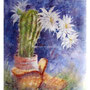 Cactus on a walk / Vanhapoika kävelyllä / Kaktus geht spazieren - watercolour batik on rice paper - not available 