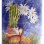 Cactus on a walk / Vanhapoika kävelyllä / Kaktus geht spazieren - watercolour batik on rice paper - not available 
