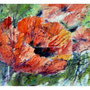 Poppy dream / Unikkounelma / Mohntraum - watercolour batik on rice paper - exhibited in Finland