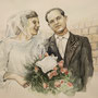 Hochzeit meiner Eltern, 2010, 36x48 (), Pitt Oil Base + Aquarell / Aquarellpapier