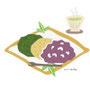 三色のおはぎとお茶