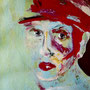 2019 | Kopf mit roter Kappe, Acryl auf Papier, 31 × 41 cm