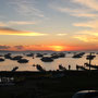 Sonnenuntergang am Strand von Copacabana in Bolivien.