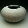 PETER SHEARER - LARGE KINA, TIDAL PATTERN, STAINED CRACKLE SLIP OUTSIDE, DARK GRAY GLAZE ON RIM & INSIDE - #PS290.....SOLD