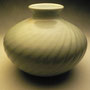 PETER SHEARER - VASE, FLUTED, CELADON GLAZE - 13cmH x 16cmD #VPS7.....SOLD