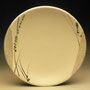 PETER SHEARER - PLATE, STAINED CRAWLING SLIP, WHITE GLAZE WITH TRAILED GREEN GLAZE - 4.5cmH x 22cmD - #PS342.....SOLD
