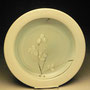 PETER SHEARER  - LARGE PLATTER, GRAY GLAZE, WHITE FLOWERS, WITH BLUE OVER SPRAY - 5cmH x 30cmD  #VPS19.....SOLD