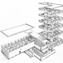 Explosionsdarstellung Industriebau Studie