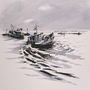   Arando el mar,Artista leonardo Calvo, acquarello , Watercolor