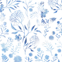 707/White Botanical Blue