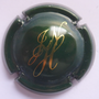 Marque : HATON Jean-Noël N° Lambert : 1a Couleur : Vert clair et or, ligne or sur contour Description : Initiales stylisées  Emplacement :