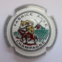 Marque : AUGE Fabrice N° Lambert : 1 Couleur : Fond blanc, contour gris strié Description : Chevalier et moulin - nom de la marque  Emplacement : 