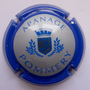 Marque : POMMERY N° Lambert : 95b Couleur : Fond blanc, contour bleu. 32 mm Description : Apanage - nom de la marque  Emplacement : 