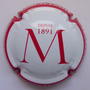 Marque : MONTAUDON N° Lambert : 15 Couleur : Blanc, contour rouge Description : Lettre M et nom de la marque   Emplacement : 