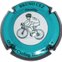 Marque : CEZ Bruno  N° Lambert : 31 Couleur : Bleu turquoise contour noir.  Description : Cycliste club Waregem - nom de la marque sur le pourtour Emplacement : 