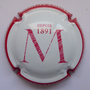 Marque : MONTAUDON N° Lambert : 15a Couleur : Blanc, contour rouge Description : Lettre M striée et nom de la marque   Emplacement : 