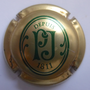 Marque : PERRIER - JOUET N° Lambert : 74b Couleur : Or pâle et vert foncé. Petites lettres au verso Description : Lettres PJ vertes dans double ovale. Grand brut au verso  Emplacement : 