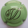 Marque : DELATTRE (veuve) N° Lambert : 1 Couleur : Fond Vert - écriture noire - verso métal Description : Initiales DH - nom de la marque sur le pourtour Emplacement : 