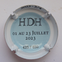 Marque : DAVID - HEUCQ Henri N° Lambert : 187b versoCouleur : Fond bleu, blanc, rouge Description : TDF 2023 - cyclistes - nom de la marque Emplacement : 