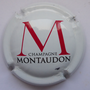 Marque : MONTAUDON N° Lambert : 14a Couleur : Blanc, rouge pâle et noir Description : Lettre M  et nom de la marque   Emplacement : 