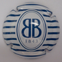 Marque : BESSERAT DE BELEFON N° Lambert : 39a Couleur : Fond blanc et bleu zébré - 32 mm Description : Initiales   Emplacement : 