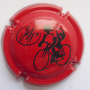Marque : PELLETIER Jean-Michel N° Lambert : 23b Couleur : Fond rouge, dessin blanc Description : Cycliste - signature et nom de la marque Emplacement : 