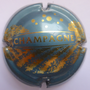 Marque : GENERIQUE  N° Lambert : 767g Couleur : Bleu gris et or Description : Inscription Champagne   en lettres capitales et bulles  Ref perso : 