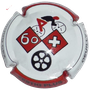 Marque : CEZ Bruno  N° Lambert : NR Couleur : Blanc contour rouge et blanc.  Description : Vélo - club Waregem - nom de la marque sur le pourtour Emplacement : 
