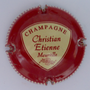 Marque : ETIENNE Christian  N° Lambert : 2 Couleur : Bordeaux et crème, striée Description : Nom du producteur dans un cartouche crème triangulaire  Emplacement : 