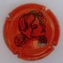 Marque : ARLETTE (la fée d’) N° Lambert : 58a Couleur : Fond orange et noir Description : Tête de femme  Ref perso :