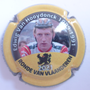 Marque : ROUYER Philippe N° Lambert : 165a Couleur : Jaune, noir et blanc, contour noir Description : Portrait de Edwig Van Hooydonck vainqueur Tour des Flandres 1989 - 1991  - nom de la marque sur le contour  Emplacement : 