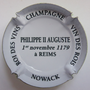 Marque : NOWACK N° Lambert : 53r verso Couleur : Polychrome, contour vert Description : Philippe II Auguste - nom de la marque  Emplacement : 