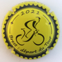 Marque : VINCENT - LAMOUREUX  N° Lambert : A3 Couleur : Fond jaune, cycliste noir  Description : TDF 2021 - Brest départ du Tour - Nom de la marque  Emplacement : 