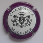 Marque : MALETREZ Frédéric N° Lambert : 15a Couleur : Estampée contour violet foncé Description : Initiales Ft dans blason en relief soutenu par deux lions - nom de la marque   Emplacement : 