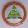 Marque : DEMILLY Albert  N° Lambert : 77b Couleur : Fond blanc, contour orange Description : E3 HARELBEKE BINCK*BANK - Nom de la marque  Emplacement : 