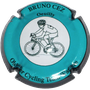 Marque : CEZ Bruno  N° Lambert : 31 Couleur : Bleu turquoise contour noir.  Description : Cycliste club Waregem - nom de la marque sur le pourtour Emplacement : 