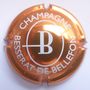 Marque : BESSERAT DE BELEFON N° Lambert : 23 Couleur : Or-orangé métalisé et blanc Description : Lettre B stylisée  Emplacement : 