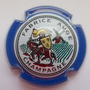 Marque : AUGE Fabrice N° Lambert : 3a Couleur : Fond blanc, contour bleu Description : Chevalier et moulin - nom de la marque  Emplacement : 
