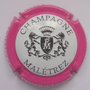 Marque : MALETREZ Frédéric N° Lambert : 15e Couleur : Estampée contour rose Description : Initiales Ft dans blason en relief soutenu par deux lions - nom de la marque   Emplacement : 