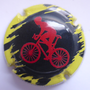 Marque : MIGNON Philippe N° Lambert : 132a Couleur : Fond noir et jaune Description : Cycliste rouge - Club Waregem - nom de la marque Emplacement : 