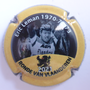 Marque : ROUYER Philippe N° Lambert : 165 Couleur : Jaune, noir et blanc, contour noir Description : Portrait de Eric Leman vainqueur Tour des Flandres 1970 - 1972 - 1973  - nom de la marque sur le contour  Emplacement : 