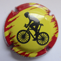 Marque : MIGNON Philippe N° Lambert : 132b Couleur : Fond jaune et rouge Description : Cycliste noir - Club Waregem - nom de la marque Emplacement : 