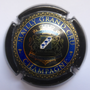 Marque : MAILLY N° Lambert : 12l Couleur : Fond noir. Cercle bleu clair Description : Blason grappe et flûte, couronné, soutenu par deux lions Emplacement : 