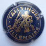 Marque : TAITTINGER N° Lambert : 95a Couleur : Bleu foncé et or-bronze Description : Cavalier. Petit dessin. Nom de la marque dans cercle extérieur  Emplacement : 