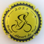 Marque : VINCENT - LAMOUREUX  N° Lambert : 27 Couleur : Fond jaune, cycliste noir  Description : TDF 2021 - Brest départ du Tour - Nom de la marque  Emplacement : 